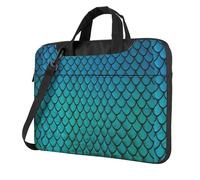 DEXNEL Blue Fish Scale Print Retro Vintage Laptop Bag Durable Shockproof Computer Briefcase For Work Birthday Gift Idea