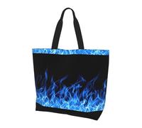 DEXNEL Blue Flame Printed Reusable Tote Bag For Women, Large Shopping Shouder Bag Trendy Handbag For Work, School, Shopping