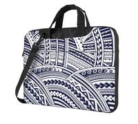 DEXNEL Blue Polynesian Maori Tribal Pattern Print Retro Vintage Laptop Bag Durable Shockproof Computer Briefcase For Work Birthday Gift Idea