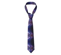 DEXNEL Blue & Purple Galaxy Men'S 3.15" Stripe Ties Classic Check Silk Business Necktie For Husband Father Valentine'S Day Father'S Day Gift