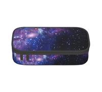 DEXNEL Blue & Purple Galaxy Portable School Pen Bag with Zipper,High Capacity Sturdy Multifunctional Pencil Case for Kids