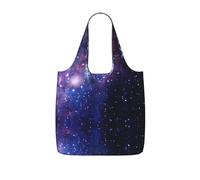 DEXNEL Blue & Purple Galaxy Print Reusable Shopping Bag Foldable Grocery Tote 25l Polyester Packable Carryall Large Capacity 25l
