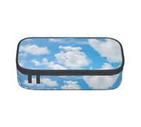 DEXNEL Blue Sky White Cloud Portable School Pen Bag with Zipper,High Capacity Sturdy Multifunctional Pencil Case for Kids