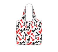 DEXNEL Chess Pattern Print Reusable Shopping Bag Foldable Grocery Tote 25l Polyester Packable Carryall Large Capacity 25l
