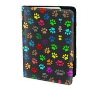 DEXNEL Colorful Dog Paw Print Black Printing 1 Pcs Passport Holder for Travel Women Men,Cute Passport Cover Travel Passports Cover Case