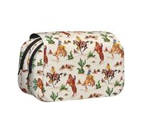 Dexnel Cowboy Ride Horse Printing Pencil Case for Pencils, Handy Storage Box for Watercolor Pens Or Markers