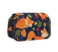 Dexnel Cute Animal Fox Flower Printing Pencil Case for Pencils, Handy Storage Box for Watercolor Pens Or Markers