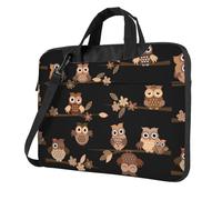 DEXNEL Cute Brown Cartoon Owls Print Retro Vintage Laptop Bag Durable Shockproof Computer Briefcase For Work Birthday Gift Idea