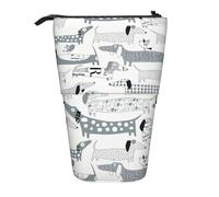 Dexnel Cute Dachshund Dog Cute Standing Pencil Holder,Telescopic Pouch Pop Up Bag,Stationery Box for Students,Girls,Boys