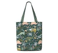 DEXNEL Cute Dinosaur Canvas Medium Tote Bag, Reusable Shopping Bag With Snap Closure System, Reusable Grocery Bags