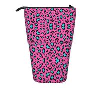 DEXNEL Cute Leopard Cute Standing Pencil Holder,Telescopic Pouch Pop Up Bag,Stationery Box for Students,Girls,Boys