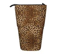 DEXNEL Cute Leopard Cute Standing Pencil Holder,Telescopic Pouch Pop Up Bag,Stationery Box for Students,Girls,Boys