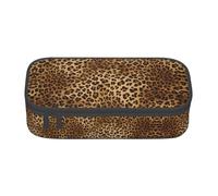 DEXNEL Cute Leopard Portable School Pen Bag with Zipper,High Capacity Sturdy Multifunctional Pencil Case for Kids