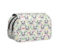 Dexnel Cute Panda Bamboo Star Printing Pencil Case for Pencils, Handy Storage Box for Watercolor Pens Or Markers