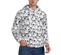 Dexnel Cute Penguins Sketch Mens Fleece Lined Hoodie Sherpa Pullover With Kangaroo Pocket Adjustable Hood, Winter Sweatshirt Black