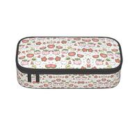 Dexnel Cute Pigs Pattern Portable School Pen Bag with Zipper,High Capacity Sturdy Multifunctional Pencil Case for Kids