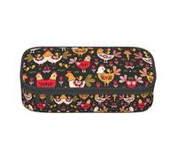 DEXNEL Cute Rooster Chickens Portable School Pen Bag with Zipper,High Capacity Sturdy Multifunctional Pencil Case for Kids