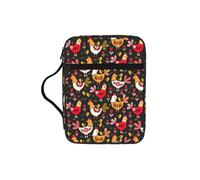 DEXNEL Cute Rooster Chickens Printed Bible Storage Organizer, Portable Scripture Carrier, Religious Gift Case for Women