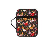 DEXNEL Cute Rooster Chickens Printed Bible Storage Organizer, Portable Scripture Carrier, Religious Gift Case for Women