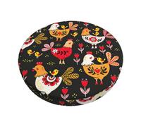 DEXNEL Cute Rooster Chickens Printed Round Bar Chair Cushion Cover, Elastic Seat Protector Featuring Non Slip Bottom Layer