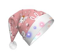 Dexnel Cute White Rabbit Funny Led Christmas Hat, Holiday Santa Hat For Xmas Party Supplies, Winter Head Wear For Adults