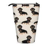 Dexnel Dachshund Dog Cute Standing Pencil Holder,Telescopic Pouch Pop Up Bag,Stationery Box for Students,Girls,Boys