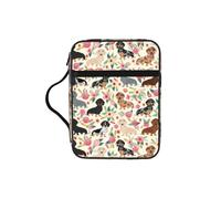 Dexnel Dachshund Floral Printed Bible Storage Organizer, Portable Scripture Carrier, Religious Gift Case for Women