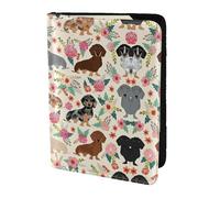 Dexnel Dachshund Floral Printing 1 Pcs Passport Holder for Travel Women Men,Cute Passport Cover Travel Passports Cover Case