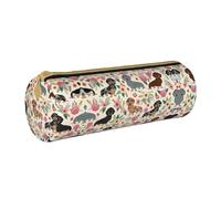 Dexnel Dachshund Floral School Pencil Case,Zipper Pens Holder,Elegant Practical Pencils Pouchs for Boys Girls Gift