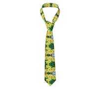 Dexnel Daffodil Flower Men'S 3.15" Stripe Ties Classic Check Silk Business Necktie For Husband Father Valentine'S Day Father'S Day Gift