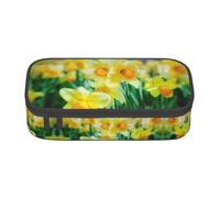 DEXNEL Daffodil Flower Portable School Pen Bag with Zipper,High Capacity Sturdy Multifunctional Pencil Case for Kids