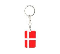 DEXNEL Denmark Danish Flag Printing Keychains Dog Tags Aluminum, Rectangle Key Holder For Car Fobs