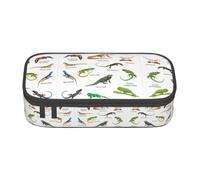DEXNEL Different Types of Lizard Portable School Pen Bag with Zipper,High Capacity Sturdy Multifunctional Pencil Case for Kids