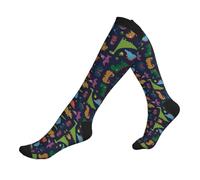 DEXNEL Dinosaur Palm Leaf Compression Socks For Men Women 20-30 Mmhg Compression Socks For Sports Support Socks
