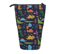 DEXNEL Dinosaur Palm Leaf Cute Standing Pencil Holder,Telescopic Pouch Pop Up Bag,Stationery Box for Students,Girls,Boys