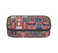 Dexnel England Symbols Portable School Pen Bag with Zipper,High Capacity Sturdy Multifunctional Pencil Case for Kids