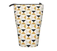Dexnel Fashion Modern Black White Gold Triangles Cute Standing Pencil Holder,Telescopic Pouch Pop Up Bag,Stationery Box for Students,Girls,Boys