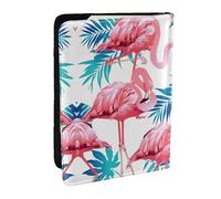 Dexnel Flamingo Bird Green Plant Leaf Printing 1 Pcs Passport Holder for Travel Women Men,Cute Passport Cover Travel Passports Cover Case