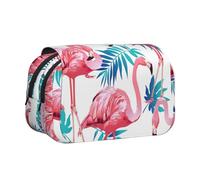 Dexnel Flamingo Bird Green Plant Leaf Printing Pencil Case for Pencils, Handy Storage Box for Watercolor Pens Or Markers