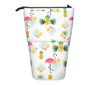 Dexnel Flamingos and Pineapples Cute Standing Pencil Holder,Telescopic Pouch Pop Up Bag,Stationery Box for Students,Girls,Boys