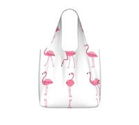 DEXNEL Flamingos On White Print Reusable Shopping Bag Foldable Grocery Tote 25l Polyester Packable Carryall Large Capacity 25l