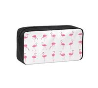 DEXNEL Flamingos on White Printed Pencil Case Large Capacity Zip Pouch Durable Polyester Organizer for School Office Travel
