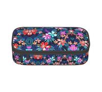 DEXNEL Floral Blue Portable School Pen Bag with Zipper,High Capacity Sturdy Multifunctional Pencil Case for Kids