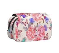 Dexnel Flower Rose Butterfly Printing Pencil Case for Pencils, Handy Storage Box for Watercolor Pens Or Markers