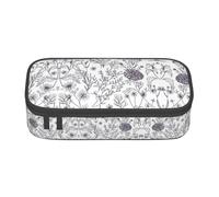 Dexnel Flowering Herbs and Herbaceous Plants Portable School Pen Bag with Zipper,High Capacity Sturdy Multifunctional Pencil Case for Kids