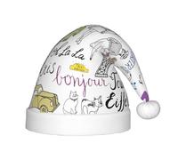 Dexnel French Paris Tour Eiffel Tower Kids Santa Costume Hat, Christmas Gnome Hat For Parties And Events, Xmas Hat For New Year Festive Holiday