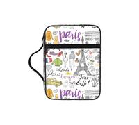 Dexnel French Paris Tour Eiffel Tower Printed Bible Storage Organizer, Portable Scripture Carrier, Religious Gift Case for Women