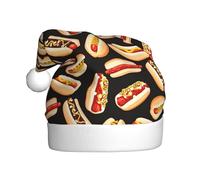 Dexnel Fun Food Hot Dogs Printing Winter Warm Caps 1 Pieces Unisex Gifts Xmas Adult Holiday Christmas Tree Decoration Santa Hat