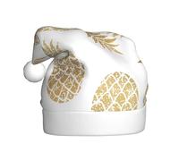 Dexnel Golden Pineapple Background Printing Winter Warm Caps 1 Pieces Unisex Gifts Xmas Adult Holiday Christmas Tree Decoration Santa Hat