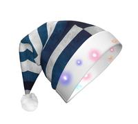Dexnel Greek Flag Funny Led Christmas Hat, Holiday Santa Hat For Xmas Party Supplies, Winter Head Wear For Adults
